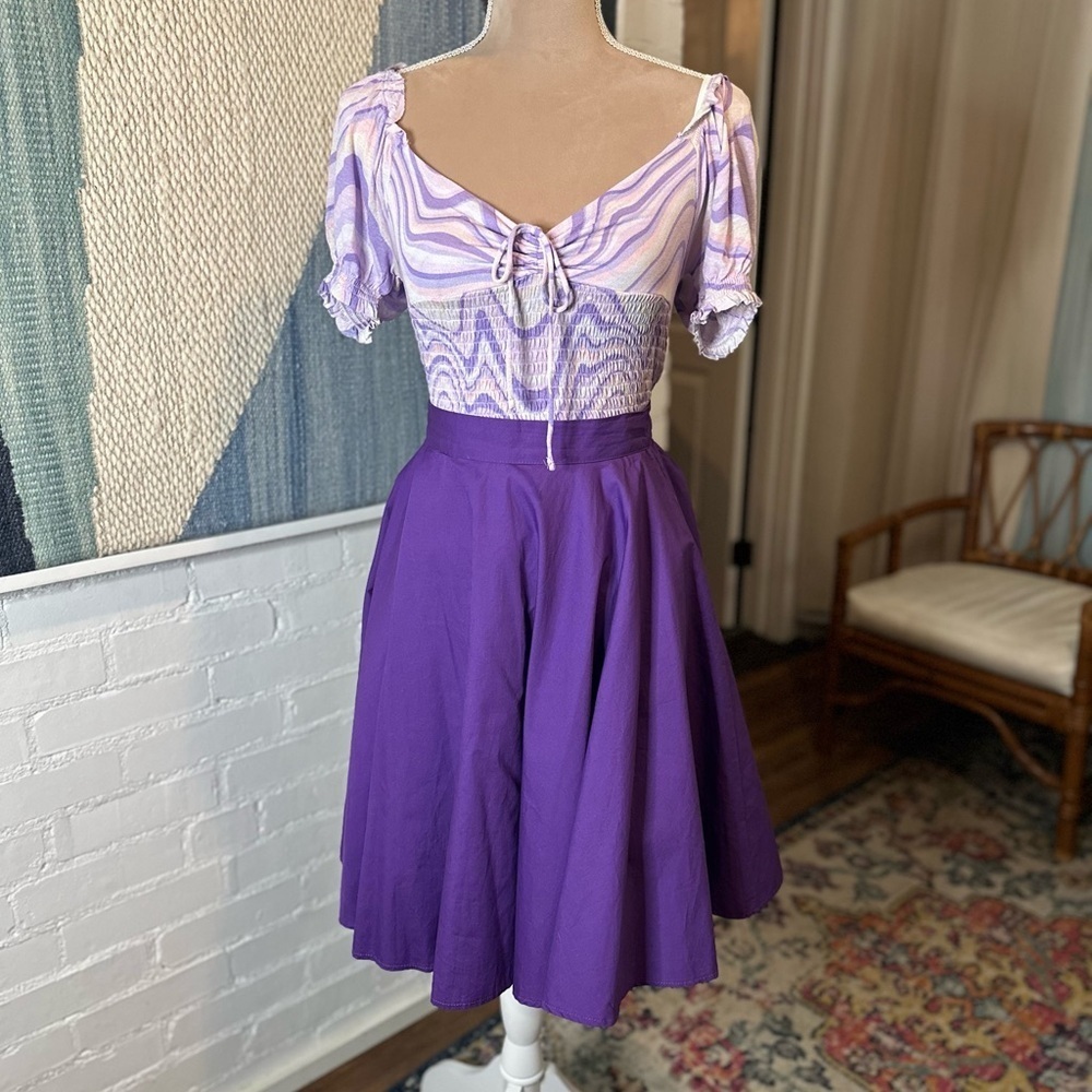 BlackButterfly Purple Full Circle Skirt with Snap and Zipper Closure - Picture 3 of 8